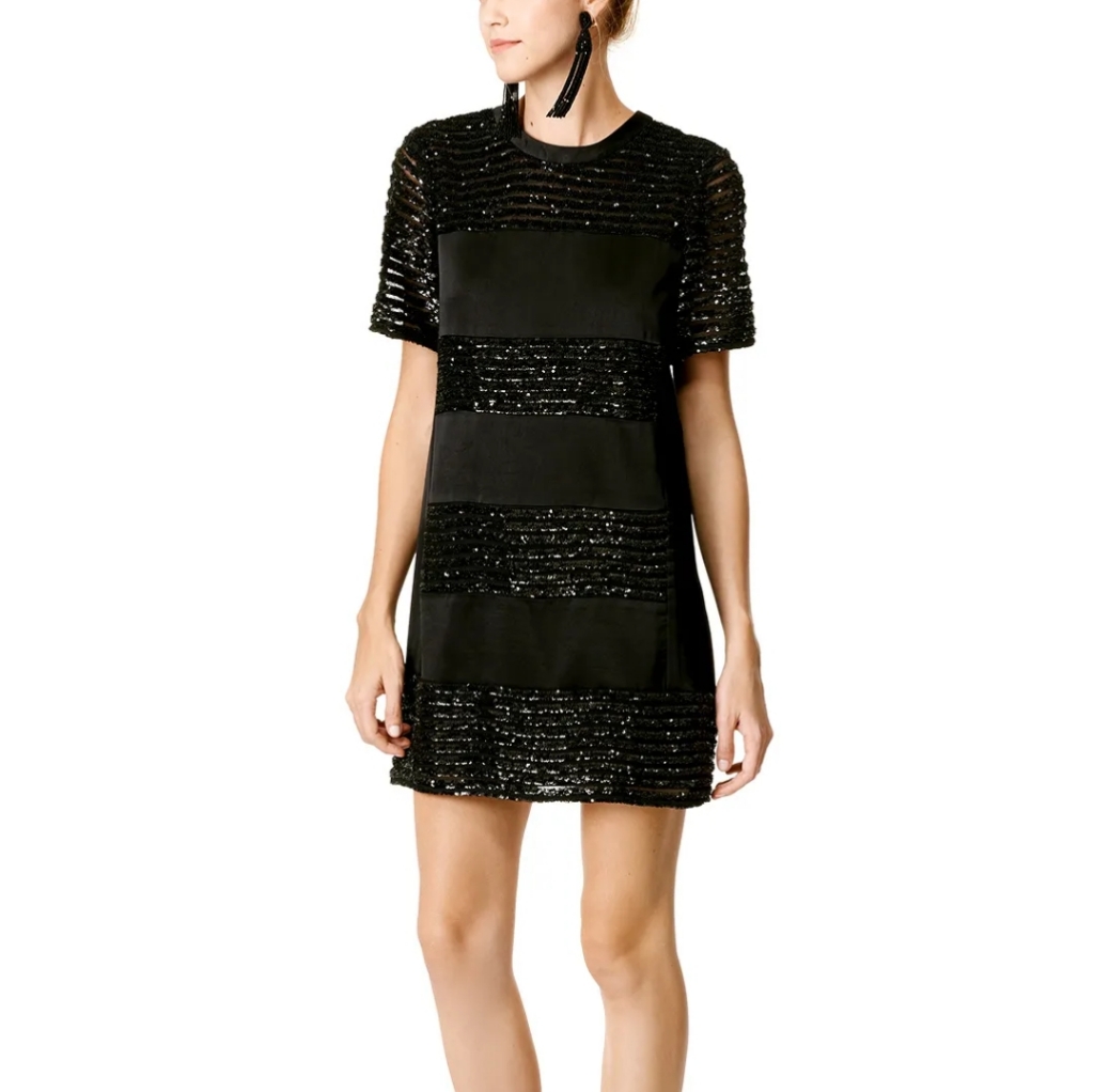 Nanette Lepore Black Sequin Midi Dress